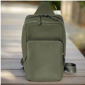 Coach Gotham Pack Sling Army Green Leather Bag C5331
